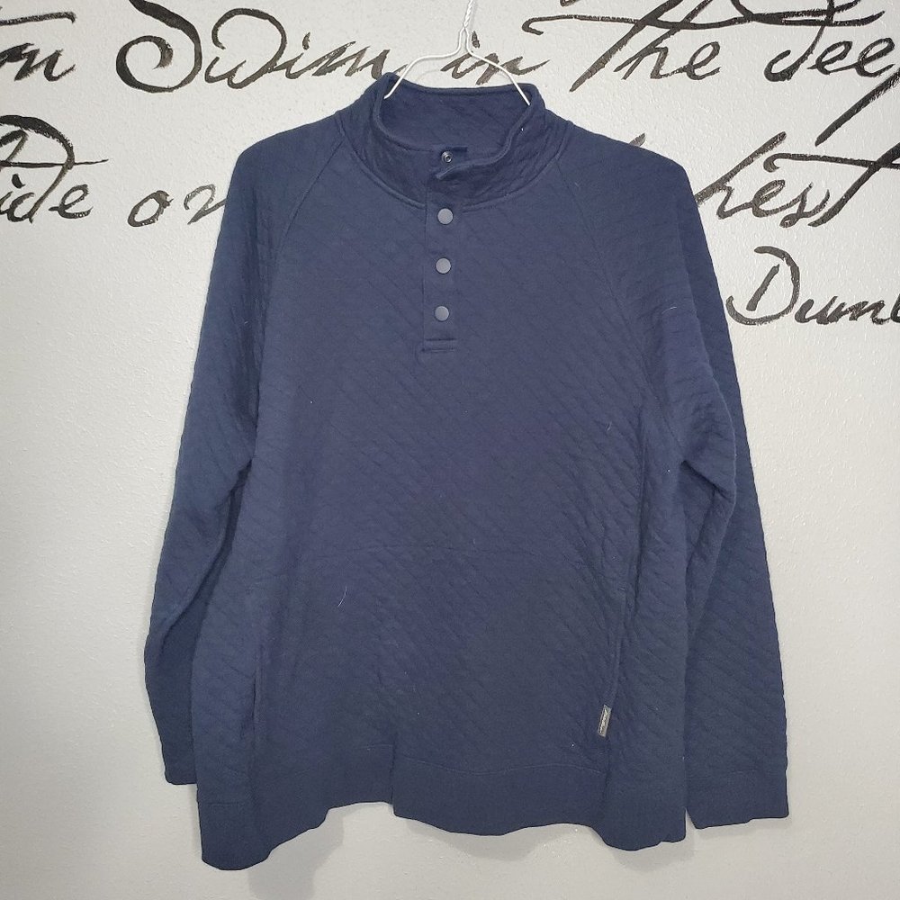 Eddie Bauer Mens Midweight Quarter Snap Mock Quilted Pullover | Navy, XL